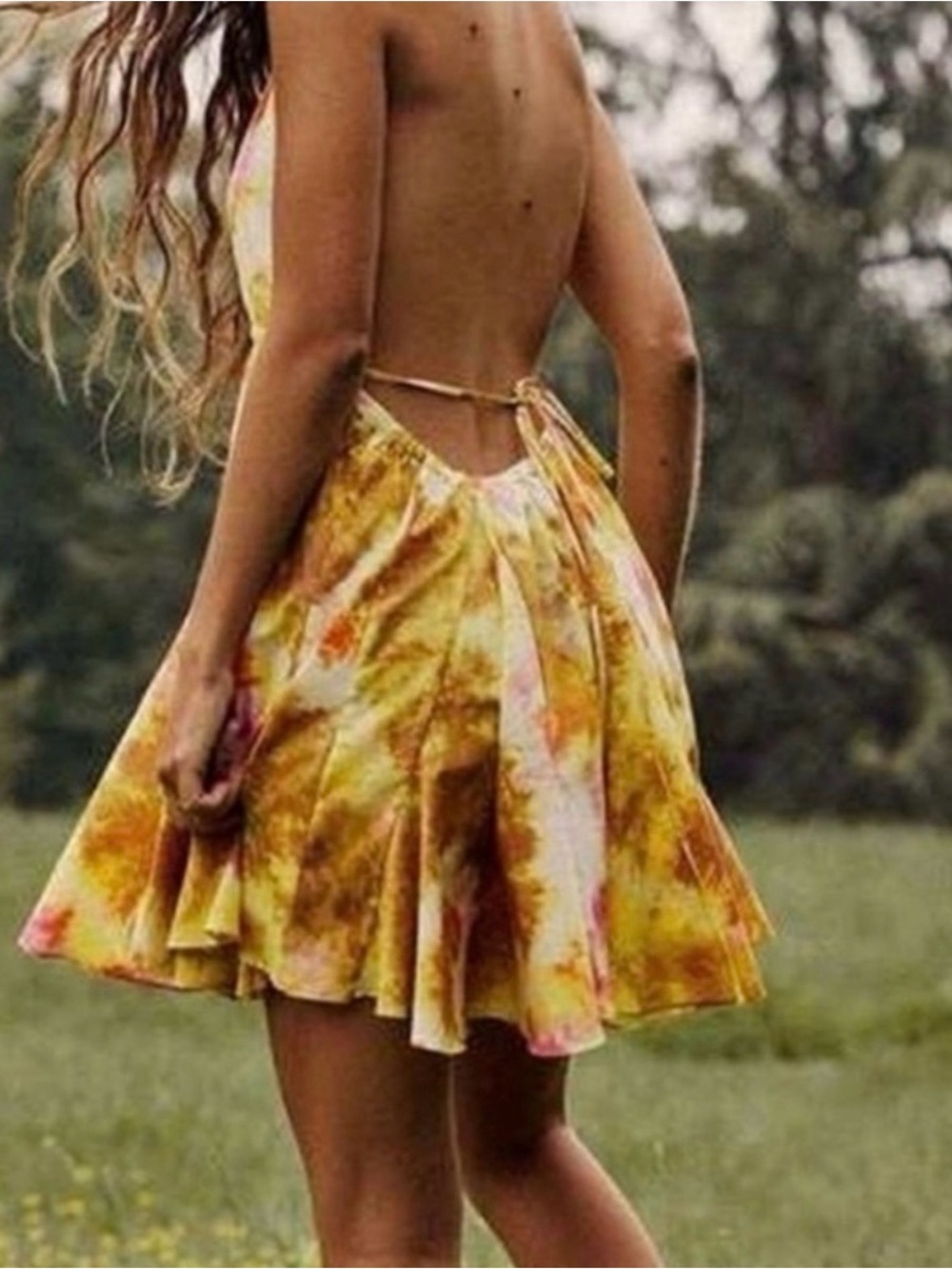 Zara Yellow and Orange Tie-Dye Halter Romper - Picture 4 of 7